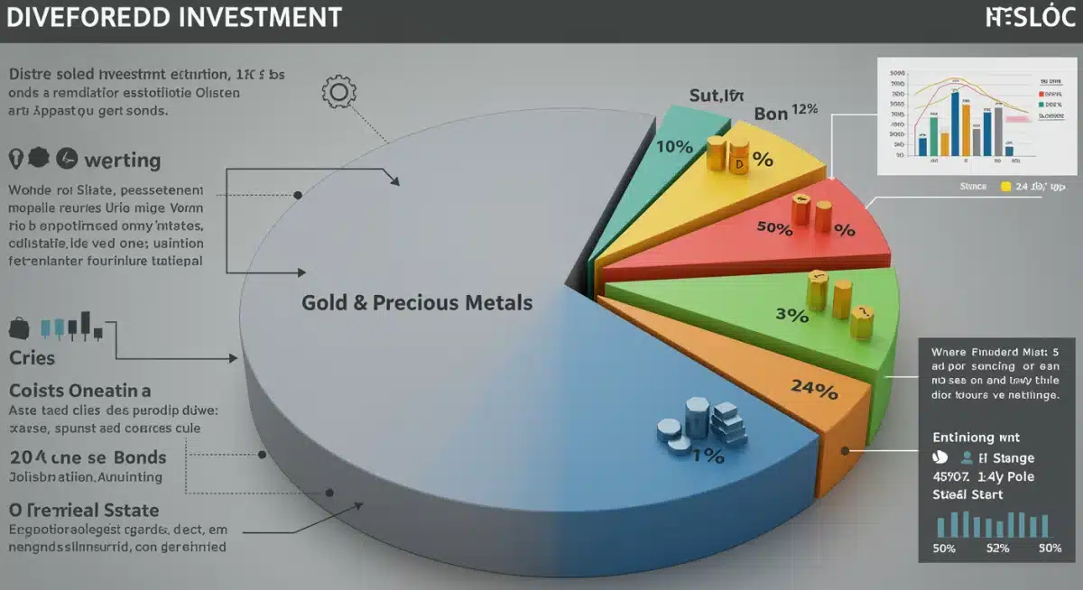 Pie chart showing a diversified portfolio with 10% gold allocation