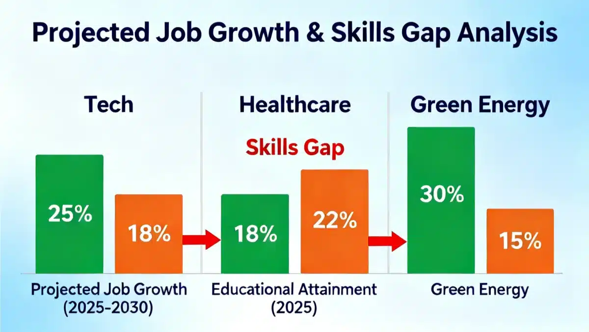 Infographic illustrating projected job growth and skills gap in US by 2025