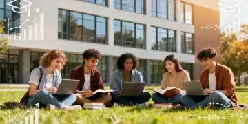 Students collaborating on campus, symbolizing innovative college affordability solutions in 2025.