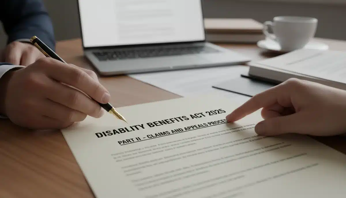 Person reviewing legal documents for 2025 US disability benefits law changes.