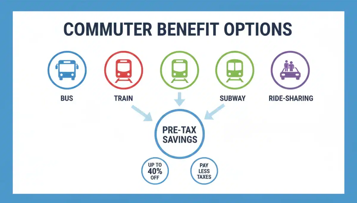 Infographic showing different commuter benefit options and their pre-tax savings potential.