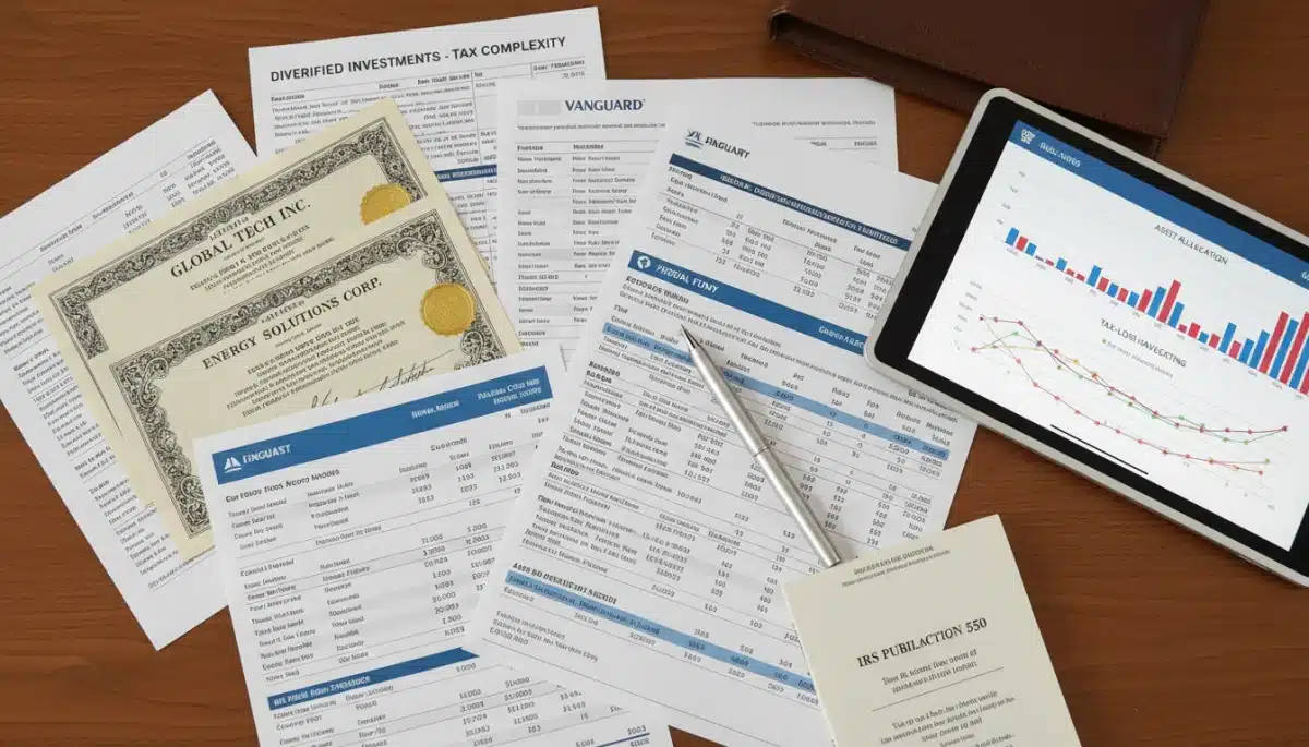 Diverse Investment Documents and Financial Charts on a Desk