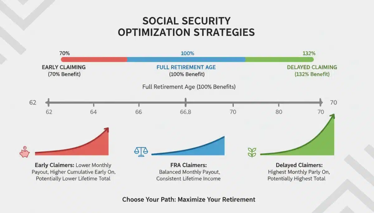 Social Security claiming age impact on benefits infographic